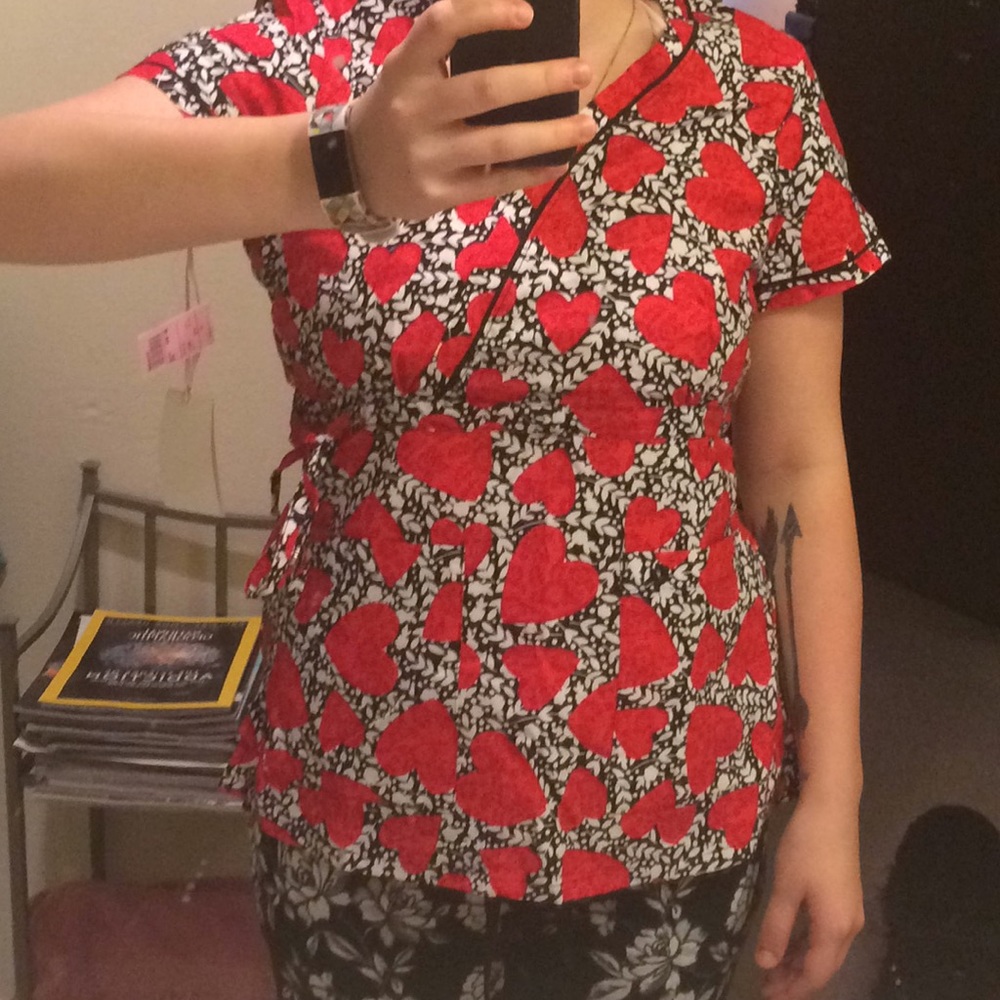 Women's Valentines Day Scrub Top